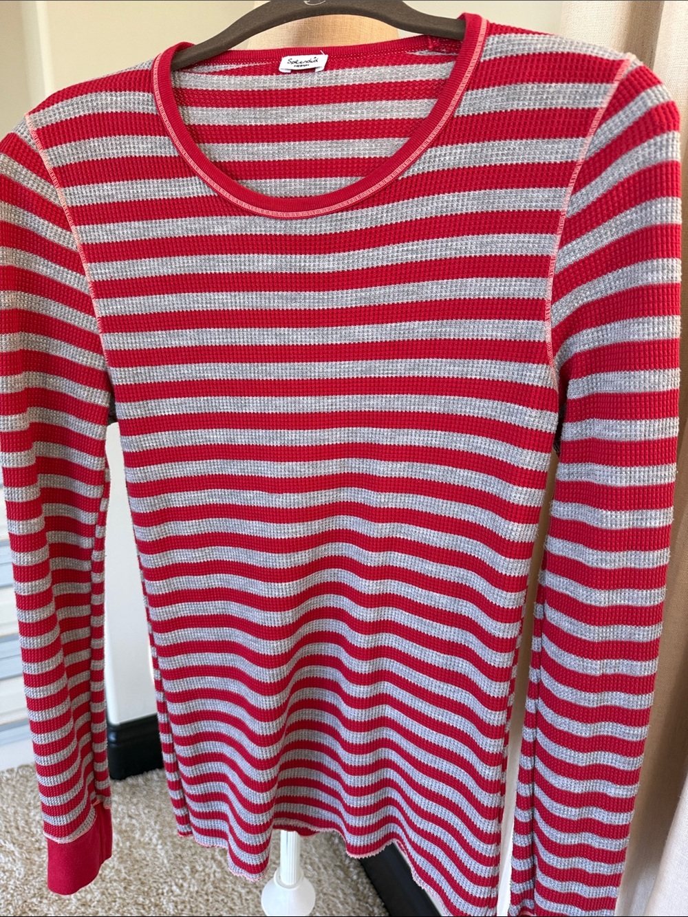 Splendid Red and Gray Striped Long-Sleeve Tee